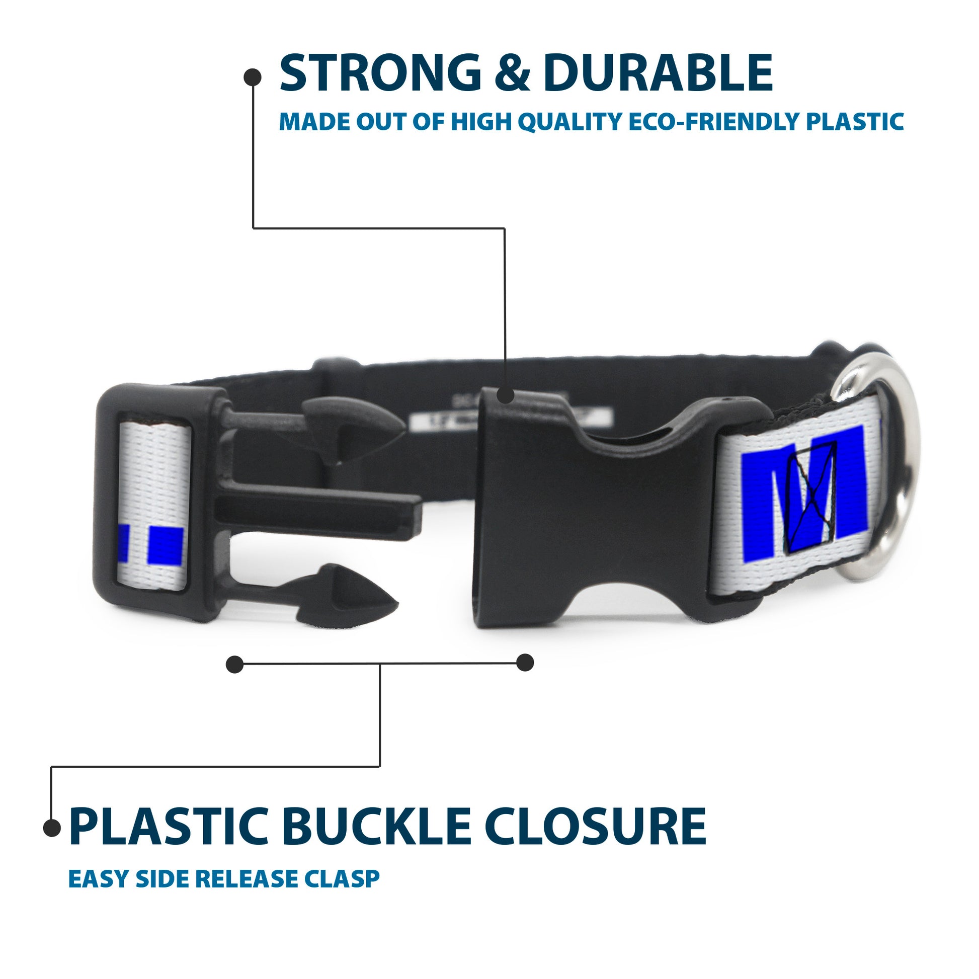 Plastic Clip Collar - OMGâ€¦GIVE ME A BREAK!!! White/Royal Plastic Clip Collars Buckle-Down