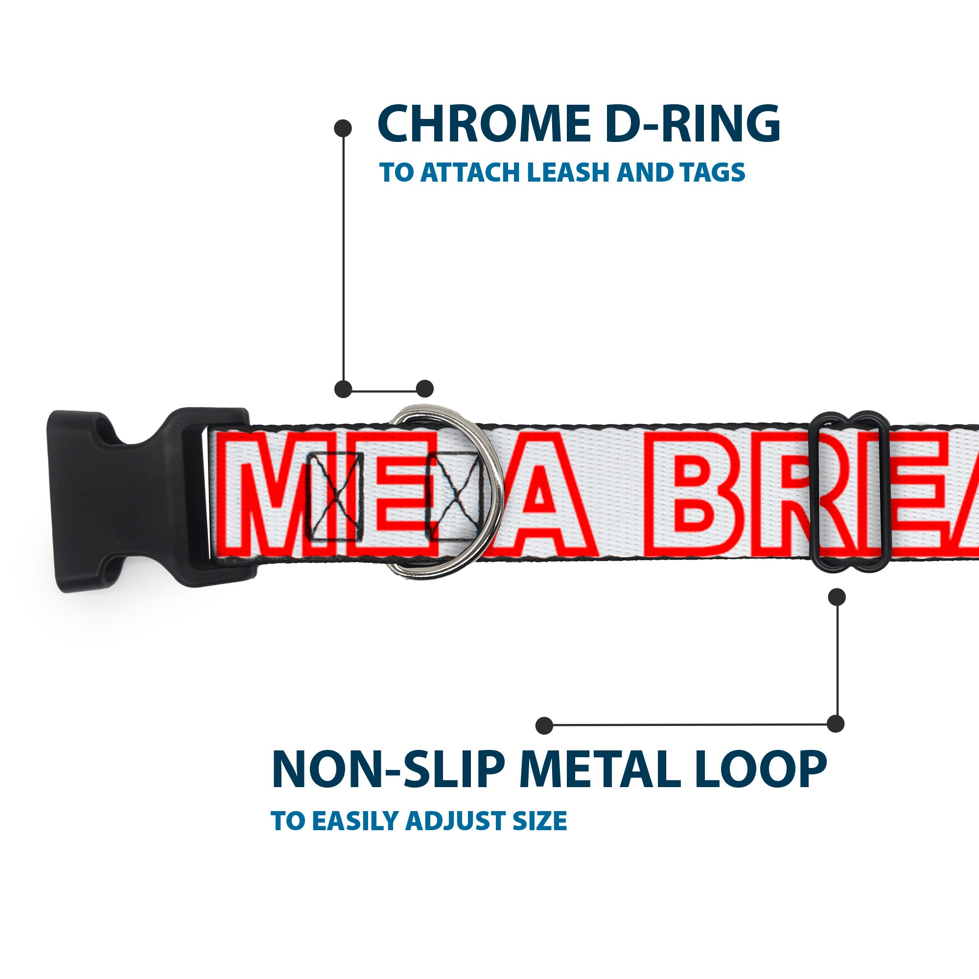 Plastic Clip Collar - OMGâ€¦GIVE ME A BREAK!!! White/Red Plastic Clip Collars Buckle-Down