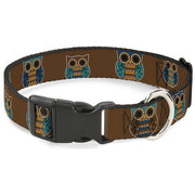 Plastic Clip Collar - Owls Brown/Pastel Plastic Clip Collars Buckle-Down