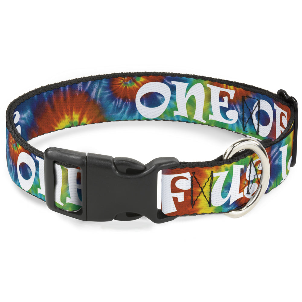 Buckle-Down Plastic Buckle Dog Collar - ONE OF US LIKES GRASS/Tie Dye Multi Color/White Plastic Clip Collars Buckle-Down