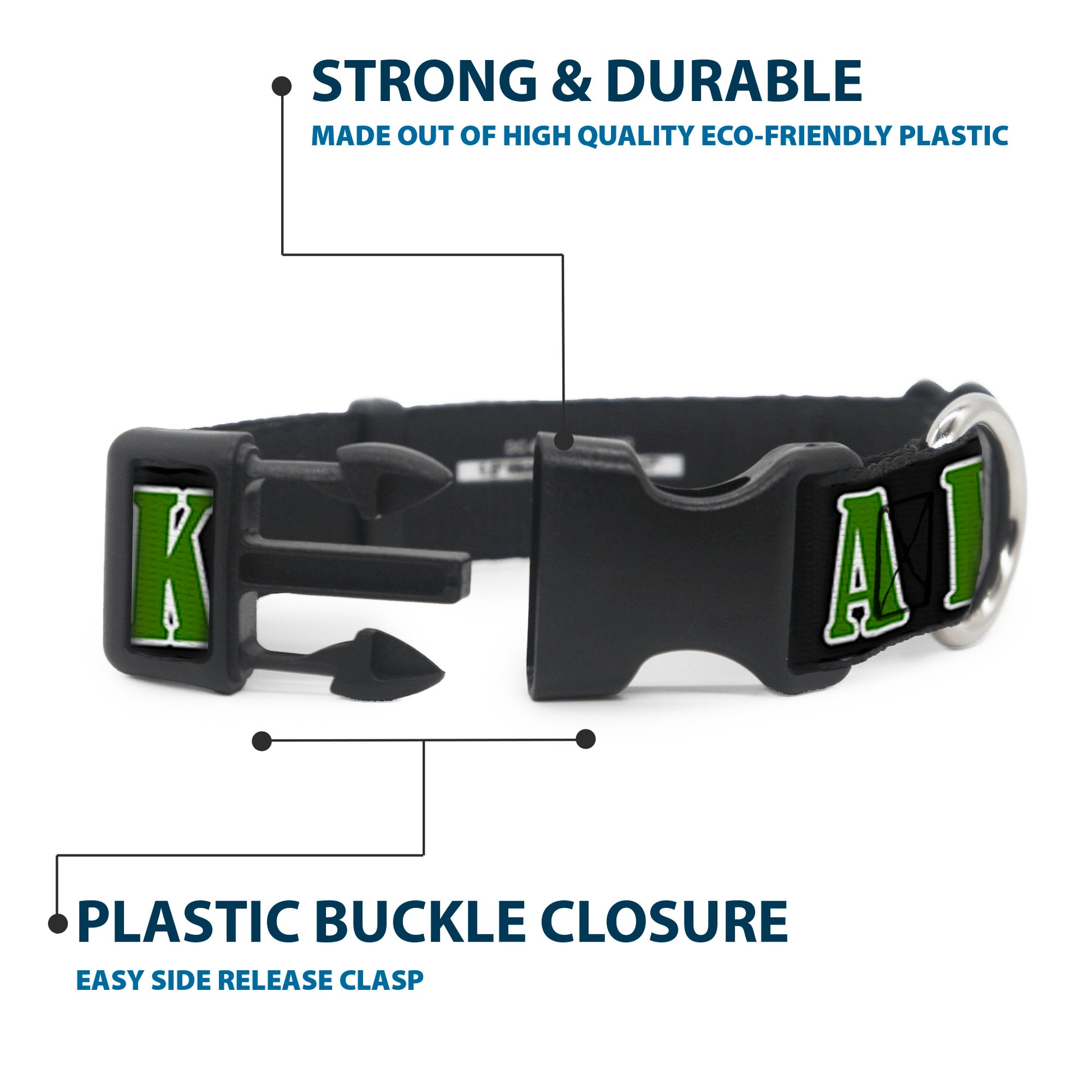 Buckle-Down Plastic Buckle Dog Collar - ONE OF US LIKES BIG STICKS/Sticks Black/Brown/Green Plastic Clip Collars Buckle-Down