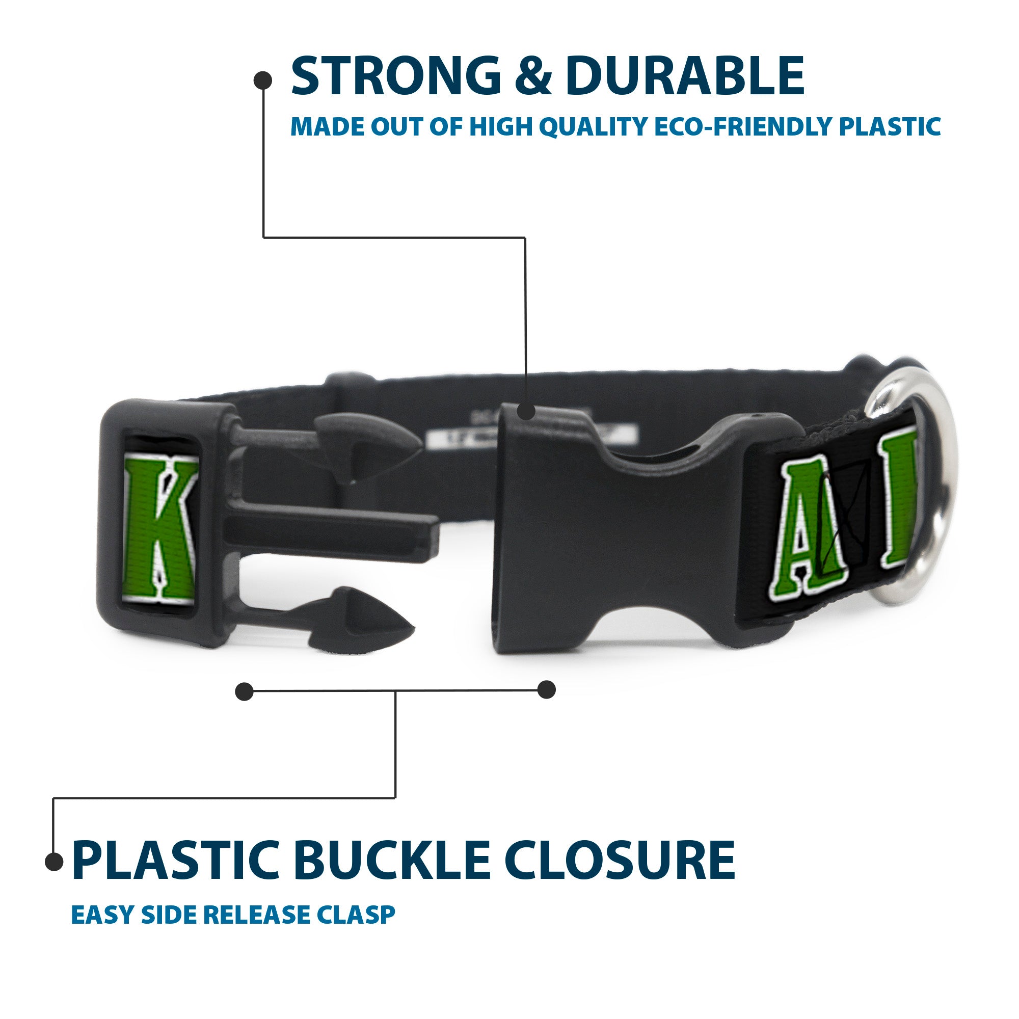 Buckle-Down Plastic Buckle Dog Collar - ONE OF US LIKES BIG STICKS/Sticks Black/Brown/Green Plastic Clip Collars Buckle-Down