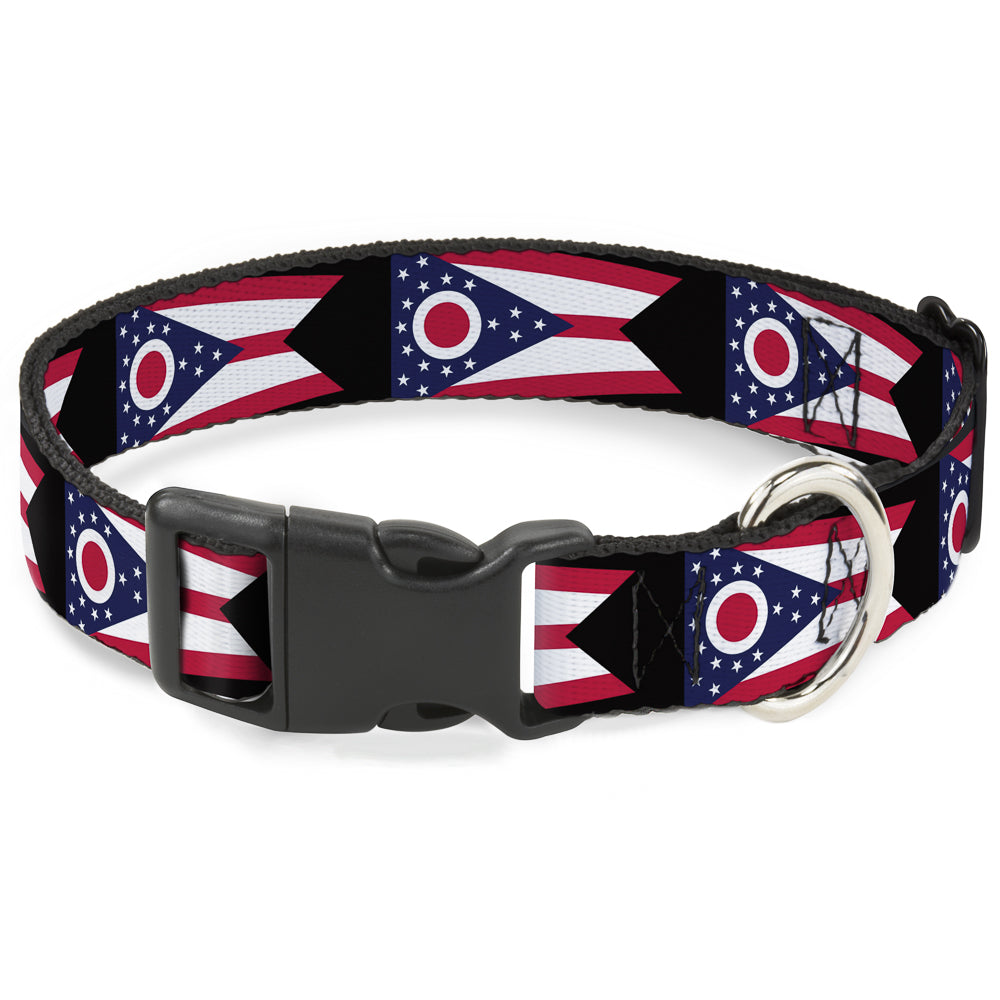 Plastic Clip Collar - Ohio Flag Repeat Black Plastic Clip Collars Buckle-Down
