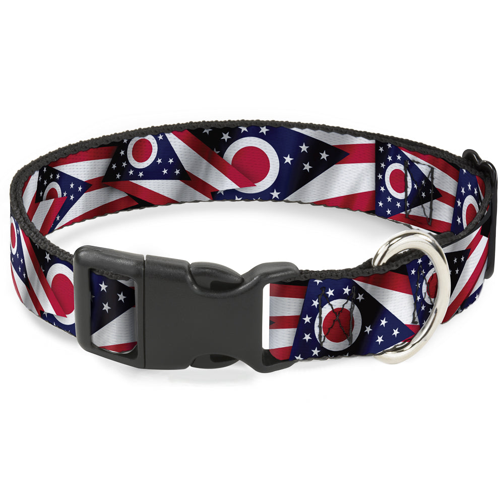 Plastic Clip Collar - Ohio Flags Stacked Plastic Clip Collars Buckle-Down