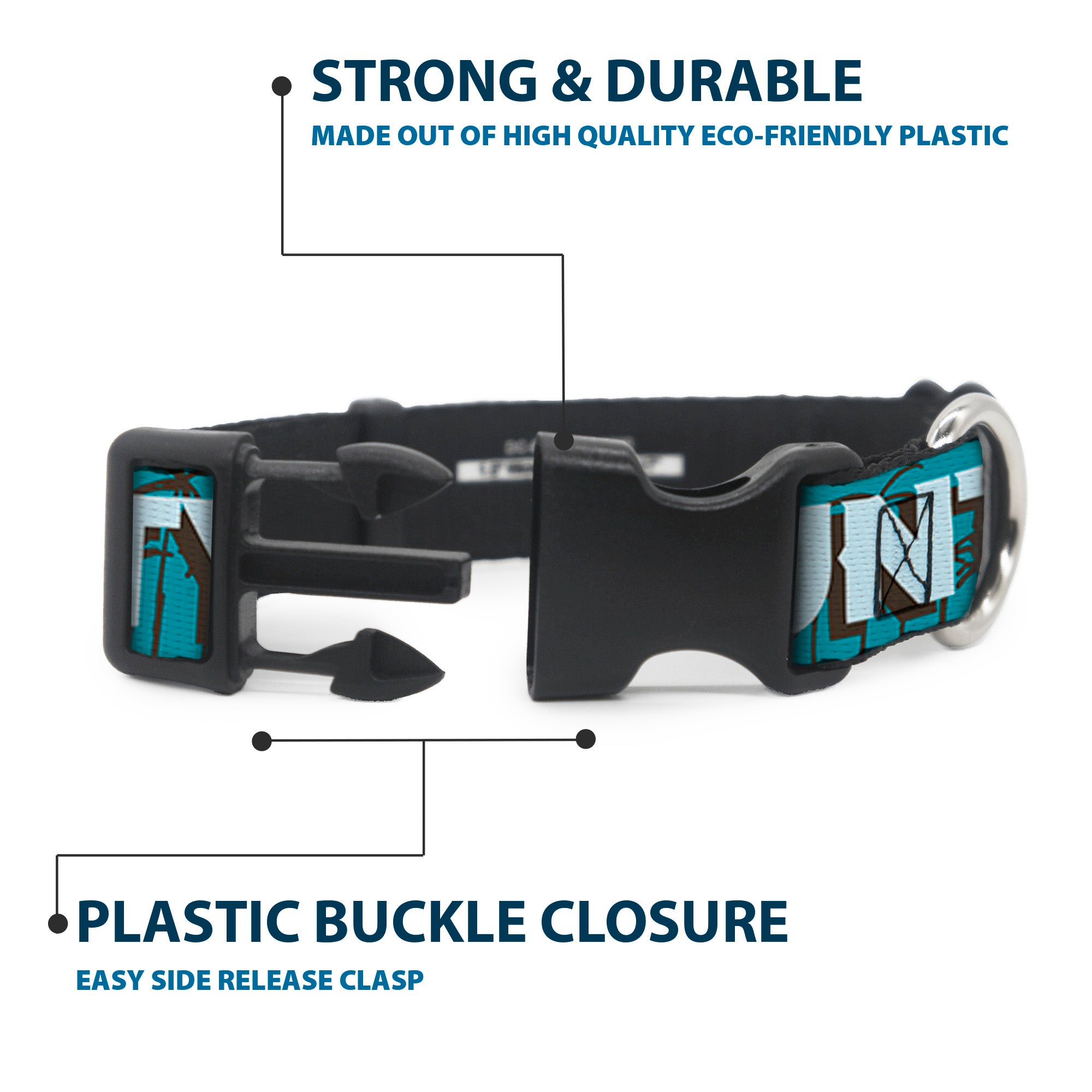 Plastic Clip Collar - ORANGE COUNTY/Palm Trees Blue/Brown/Light Blue Plastic Clip Collars Buckle-Down