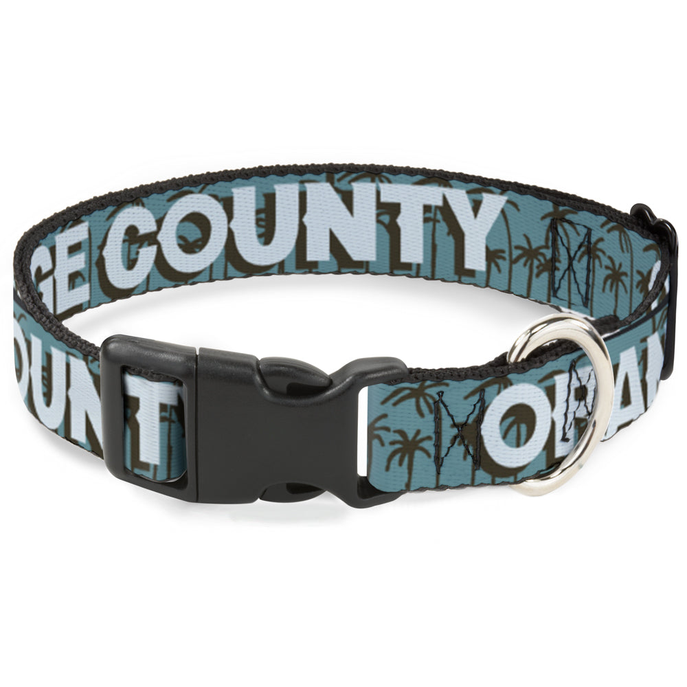 Plastic Clip Collar - ORANGE COUNTY/Palm Trees Blue/Brown/Light Blue Plastic Clip Collars Buckle-Down