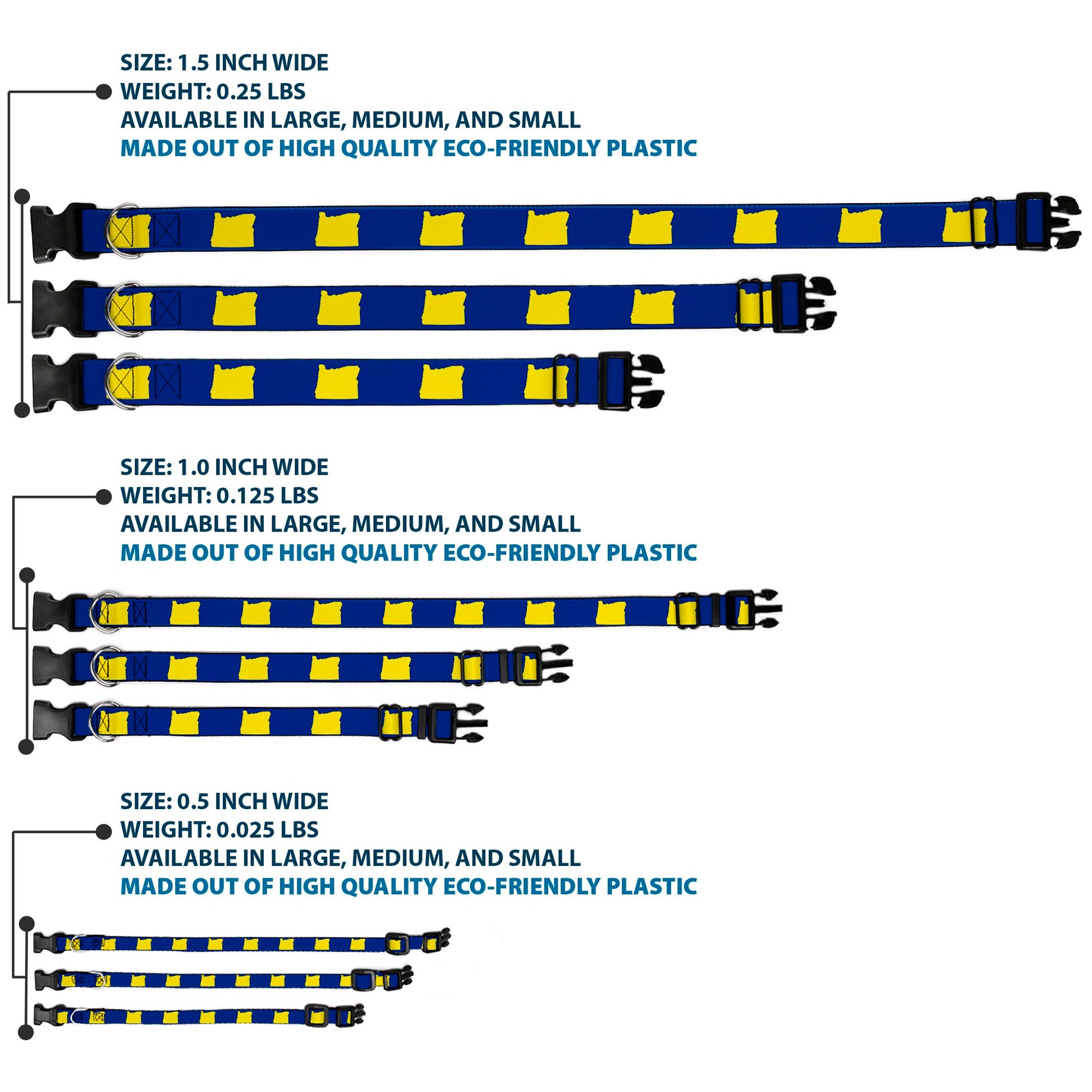 Plastic Clip Collar - Oregon State Silhouette Blue/Yellow Plastic Clip Collars Buckle-Down