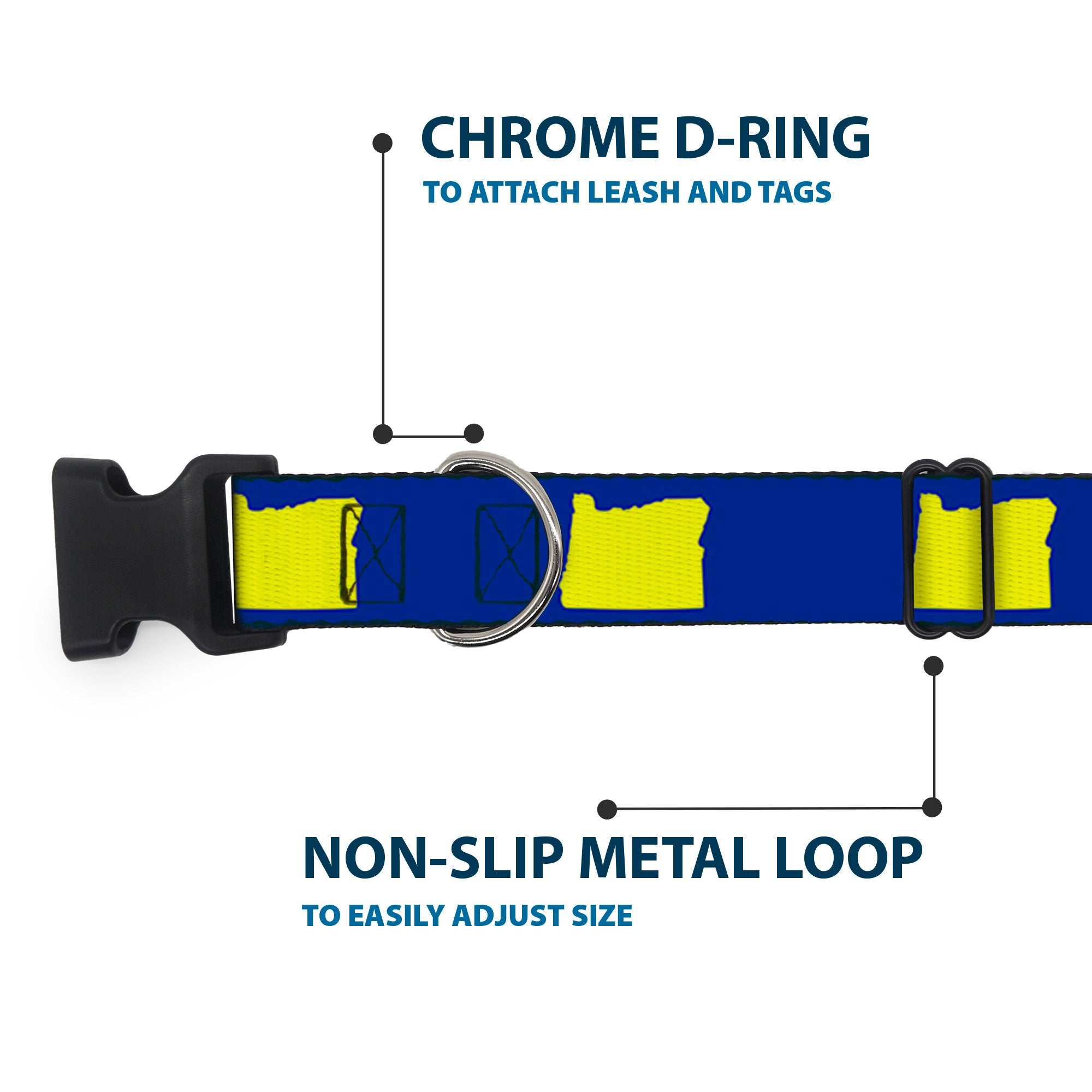 Plastic Clip Collar - Oregon State Silhouette Blue/Yellow Plastic Clip Collars Buckle-Down