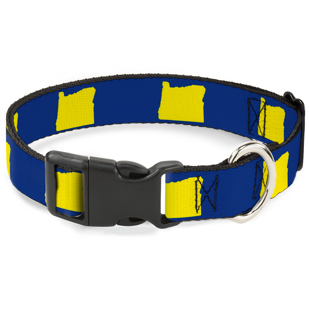 Plastic Clip Collar - Oregon State Silhouette Blue/Yellow Plastic Clip Collars Buckle-Down
