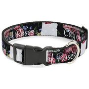 Plastic Clip Collar - Oregon Silhouette/PORTLAND OREGON-CITY OF ROSES Roses/White Plastic Clip Collars Buckle-Down