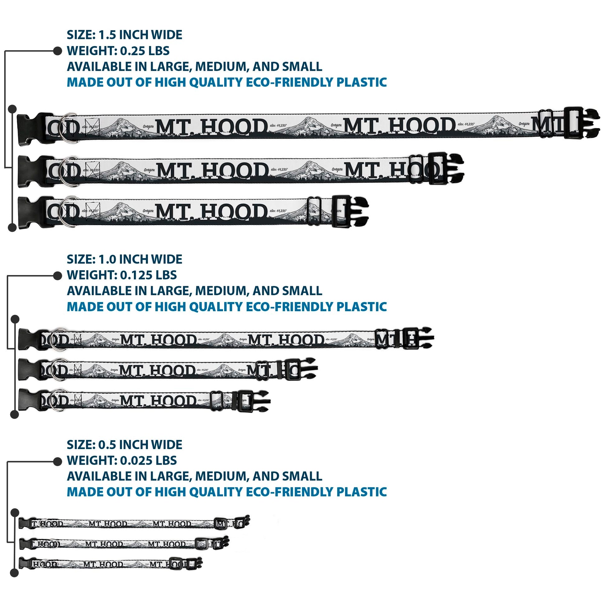 Plastic Clip Collar - Oregon MT. HOOD Scenery White/Grays Plastic Clip Collars Buckle-Down