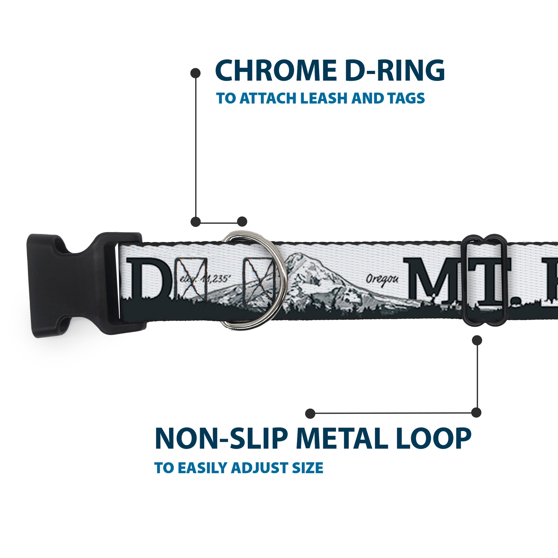 Plastic Clip Collar - Oregon MT. HOOD Scenery White/Grays Plastic Clip Collars Buckle-Down