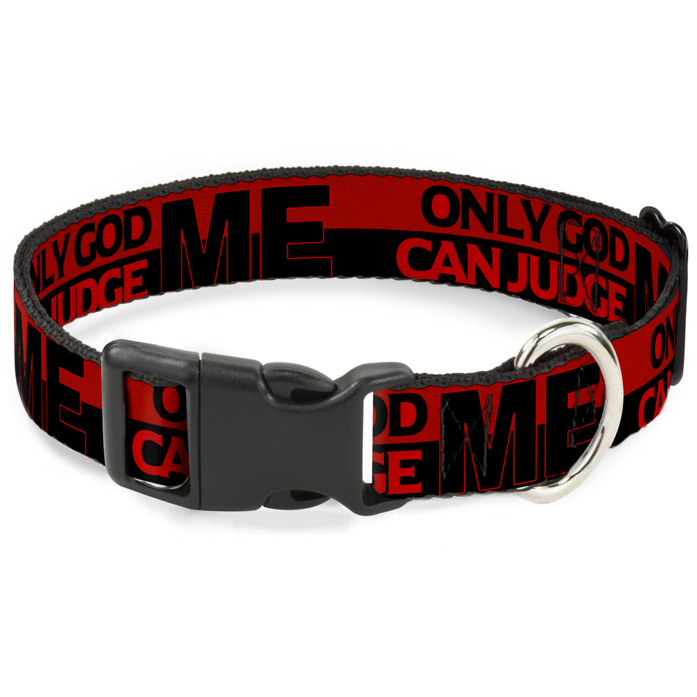 Plastic Clip Collar - ONLY GOD CAN JUDGE ME/Stripe Red/Black/Red Plastic Clip Collars Buckle-Down