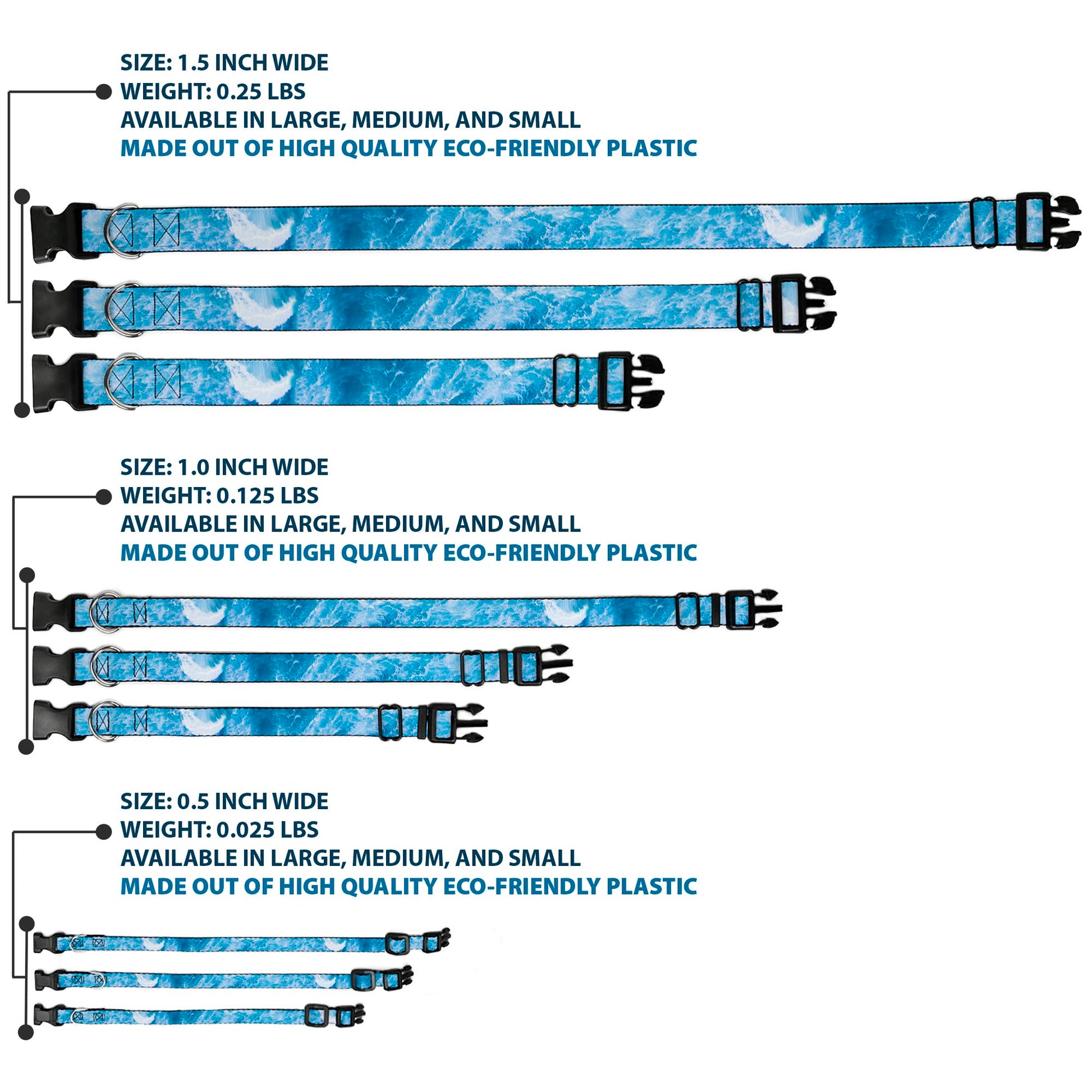 Plastic Clip Collar - Ocean Vivid White Wash Plastic Clip Collars Buckle-Down