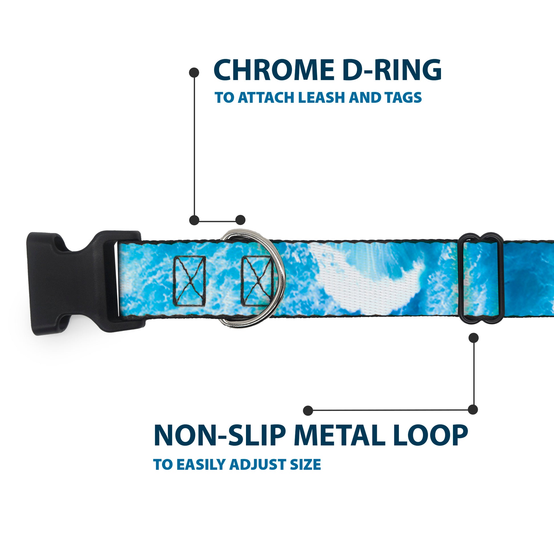 Plastic Clip Collar - Ocean Vivid White Wash Plastic Clip Collars Buckle-Down