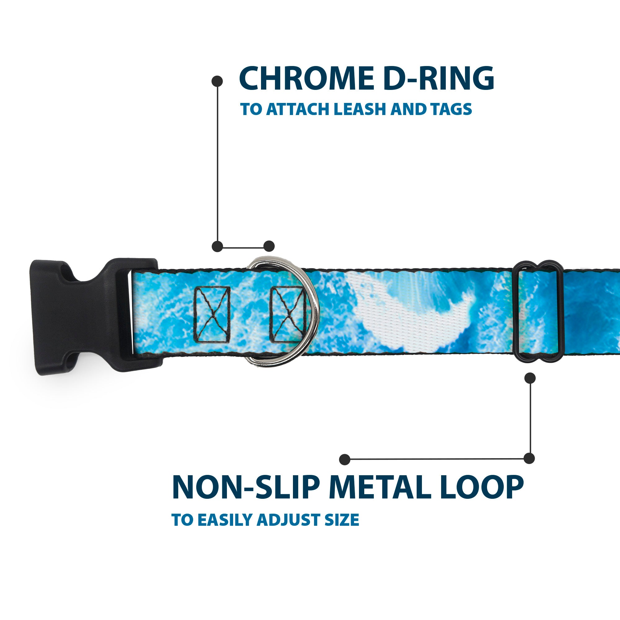 Plastic Clip Collar - Ocean Vivid White Wash Plastic Clip Collars Buckle-Down