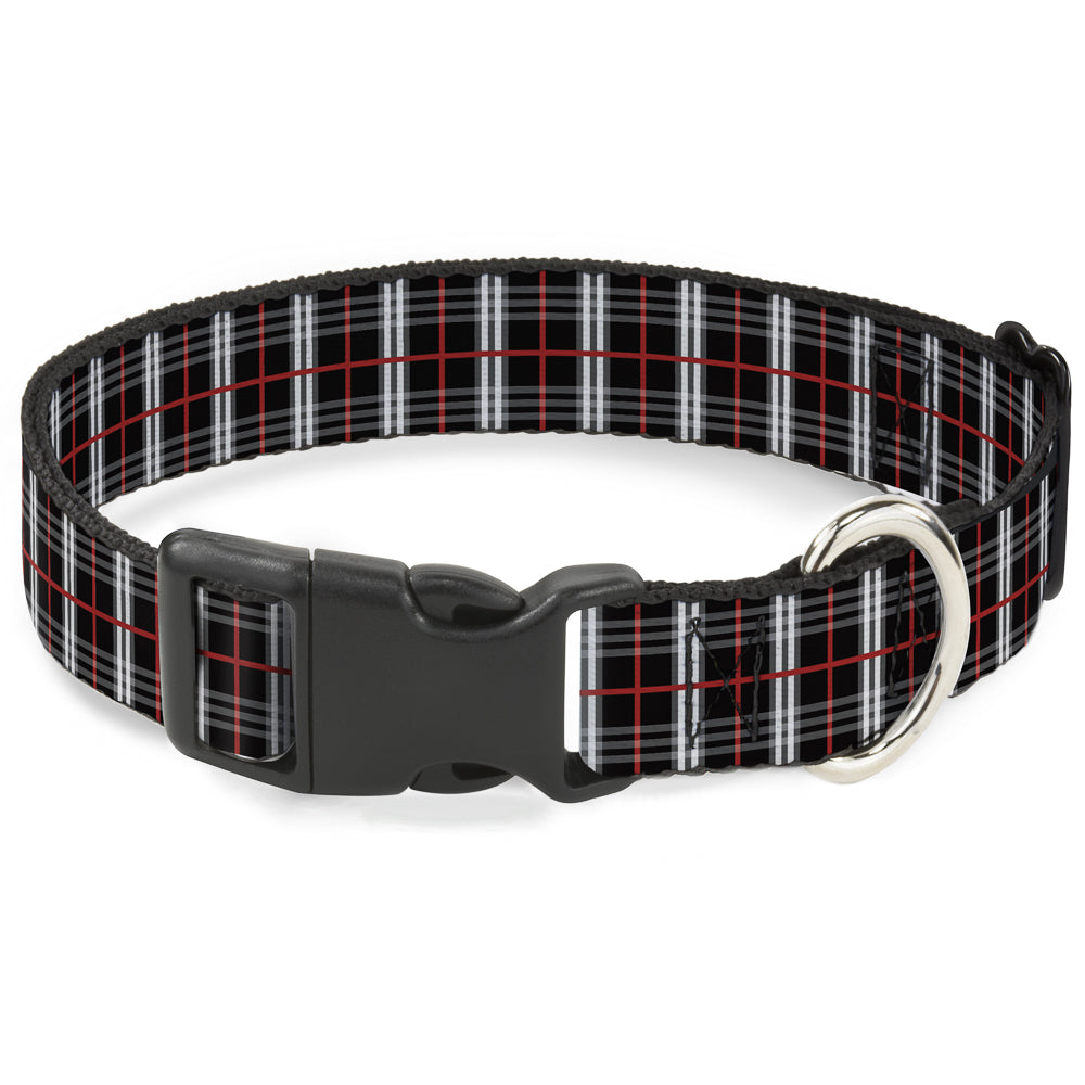 Plastic Clip Collar - Plaid Black/Red Plastic Clip Collars Buckle-Down