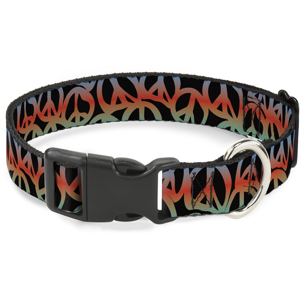 Plastic Clip Collar - Peace Black/Multi Color Plastic Clip Collars Buckle-Down