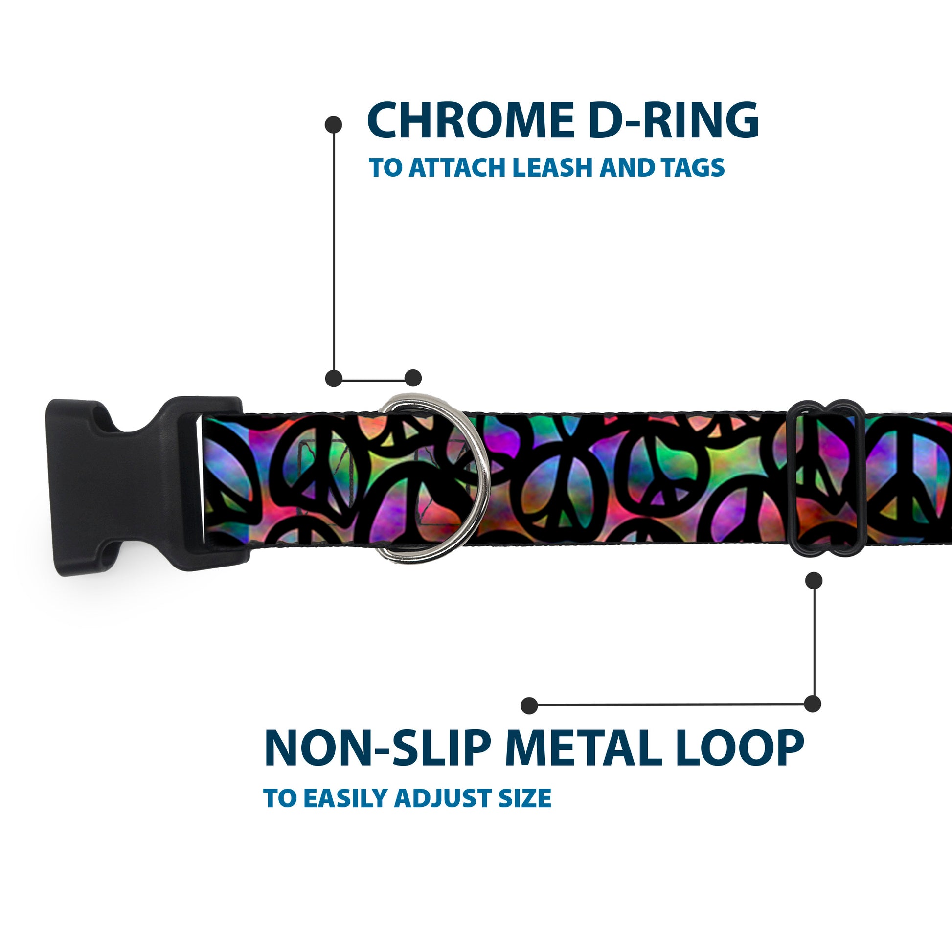 Plastic Clip Collar - Peace Psychedelic Plastic Clip Collars Buckle-Down