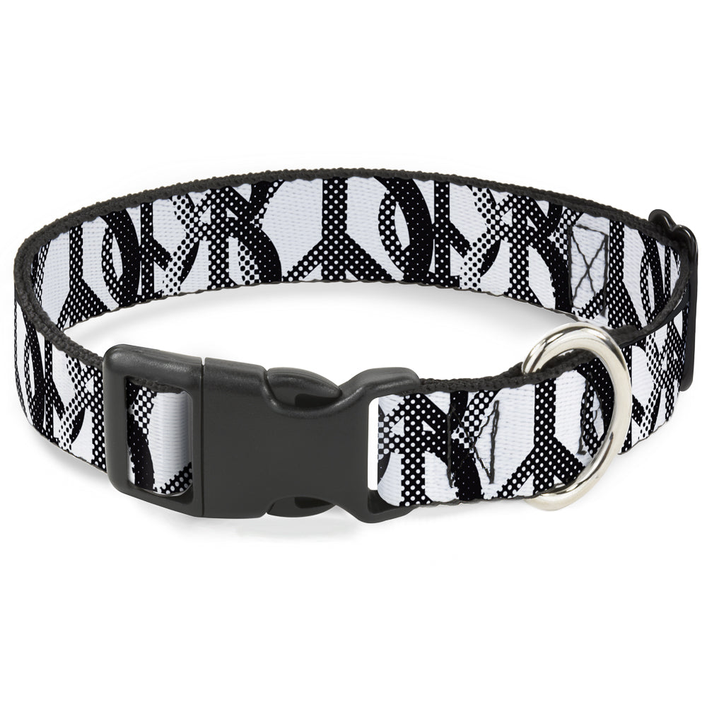 Plastic Clip Collar - Peace Dots White/Black Plastic Clip Collars Buckle-Down