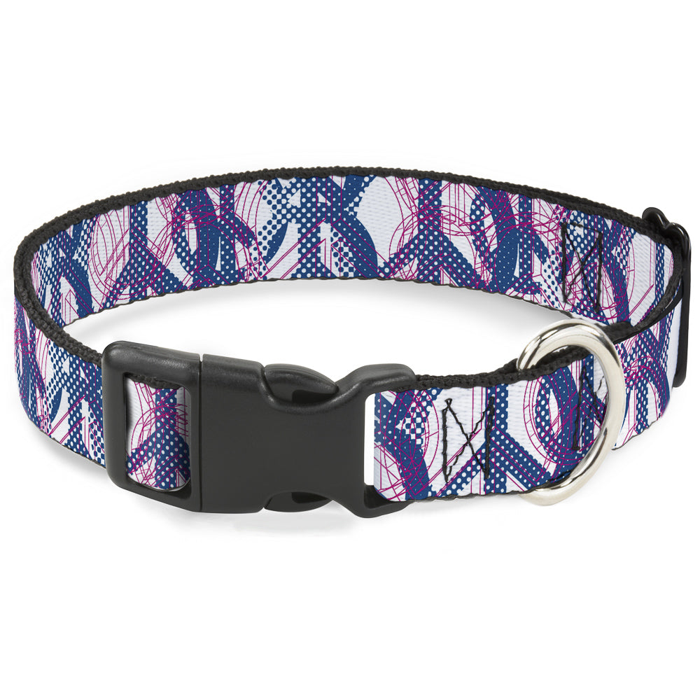 Plastic Clip Collar - Peace Mixed White/Blue/Pink Plastic Clip Collars Buckle-Down