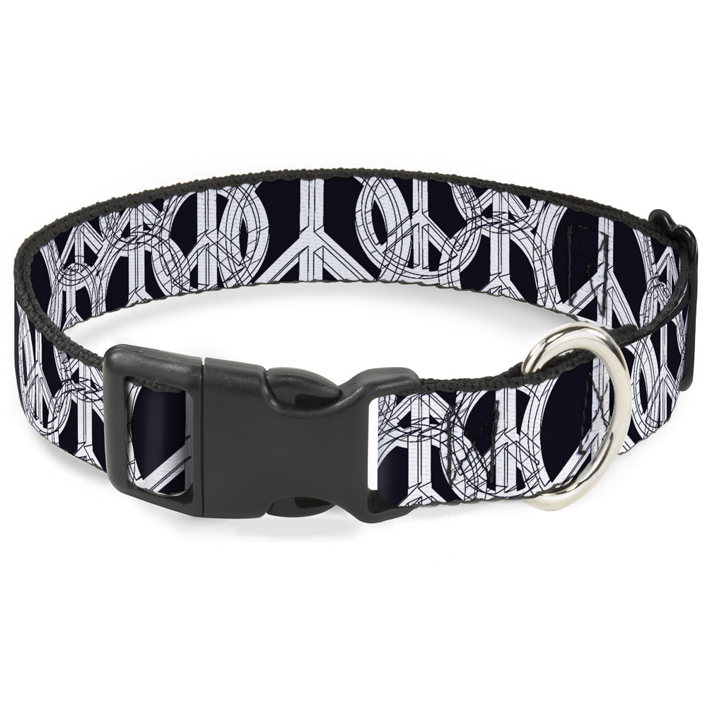 Plastic Clip Collar - Peace Sketch Black/White Plastic Clip Collars Buckle-Down