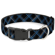 Plastic Clip Collar - Plaid Black/Turquoise/Gray Plastic Clip Collars Buckle-Down