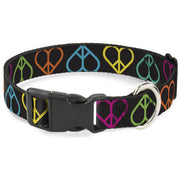 Plastic Clip Collar - Peace Hearts Repeat Black/Neon Plastic Clip Collars Buckle-Down