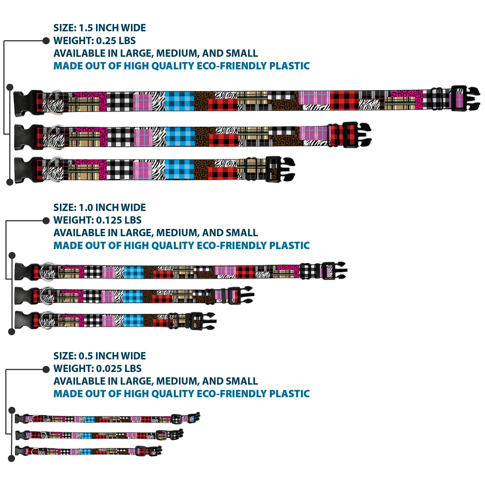 Plastic Clip Collar - Plaid & Animal Skins Plastic Clip Collars Buckle-Down