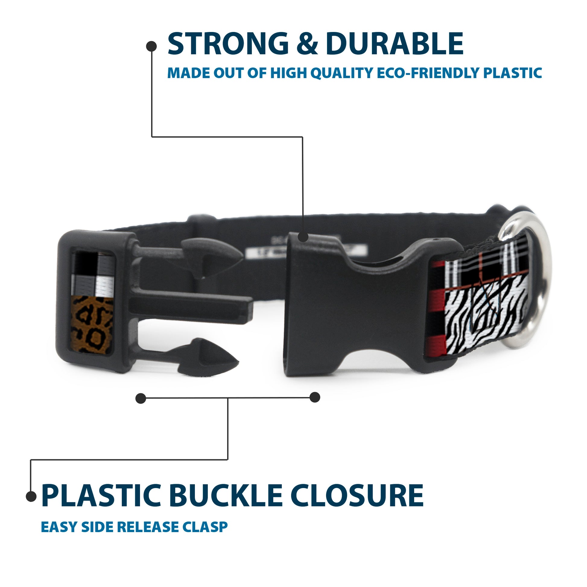 Plastic Clip Collar - Plaid & Animal Skins Plastic Clip Collars Buckle-Down