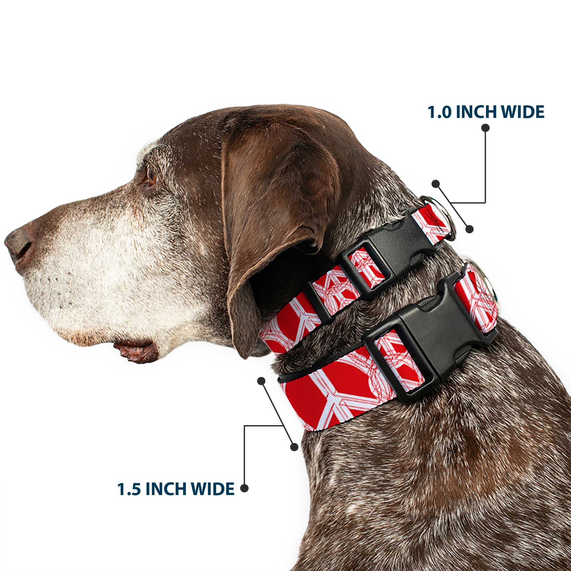 Plastic Clip Collar - Peace Sketch Red/White Plastic Clip Collars Buckle-Down