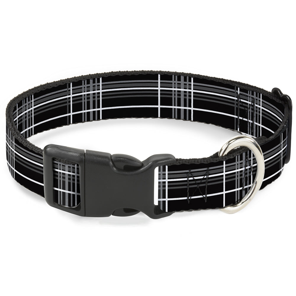 Plastic Clip Collar - Plaid Black/Gray Plastic Clip Collars Buckle-Down