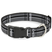 Plastic Clip Collar - Plaid Gray/Black/White Plastic Clip Collars Buckle-Down
