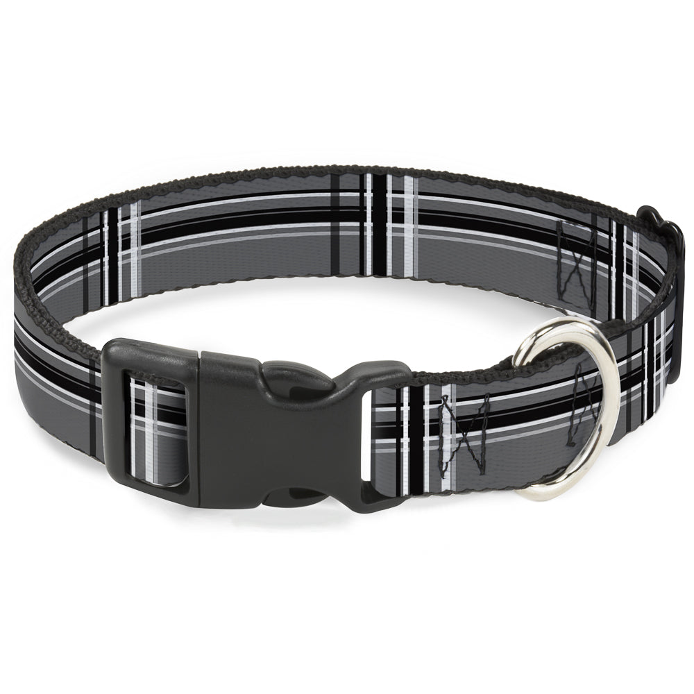 Plastic Clip Collar - Plaid Gray/Black/White Plastic Clip Collars Buckle-Down