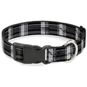 Plastic Clip Collar - Plaid Weathered Black/Gray/White Plastic Clip Collars Buckle-Down