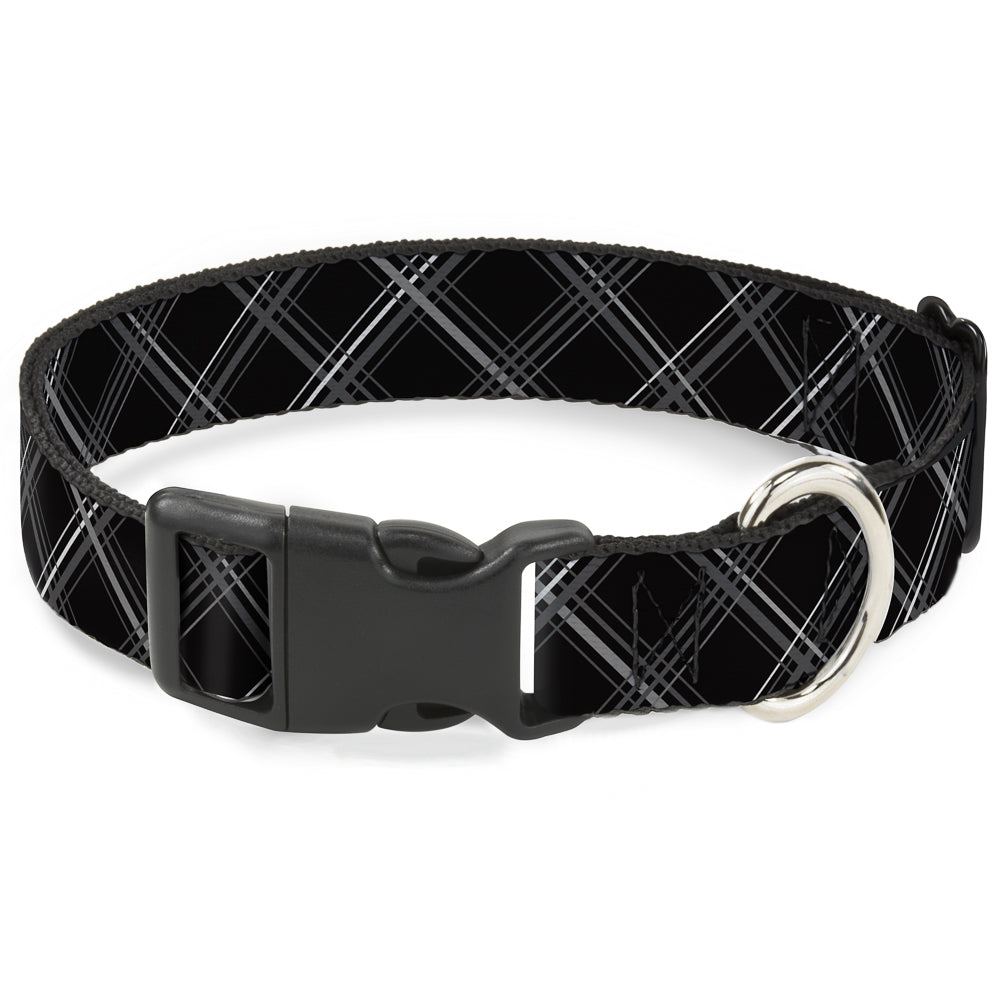 Plastic Clip Collar - Plaid X Black/Gray Plastic Clip Collars Buckle-Down