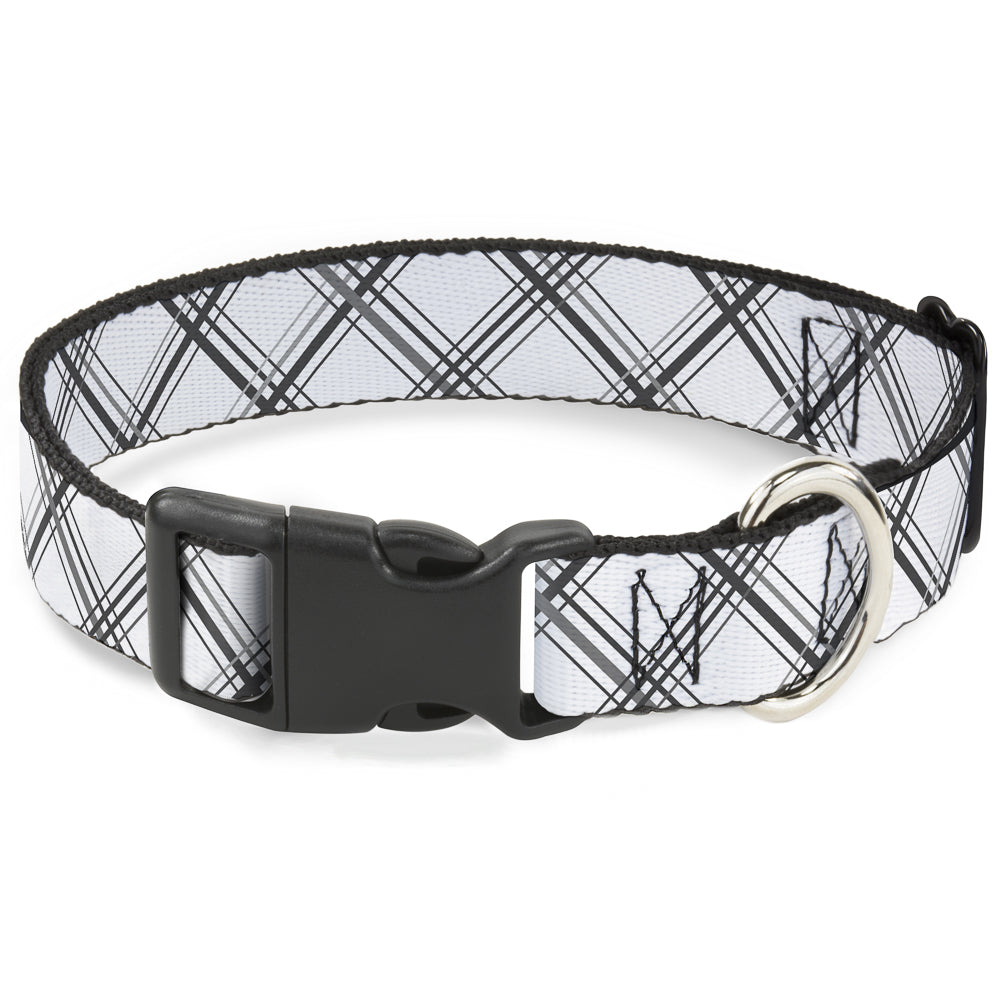 Plastic Clip Collar - Plaid X White/Gray Plastic Clip Collars Buckle-Down