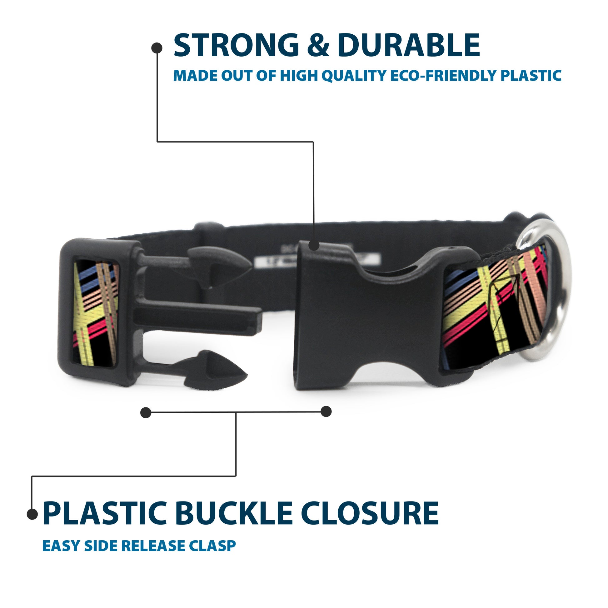 Plastic Clip Collar - Plaid Black/Yellow/Red/Blue/Orange Plastic Clip Collars Buckle-Down