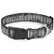 Plastic Clip Collar - Plaid Curls Gray Plastic Clip Collars Buckle-Down