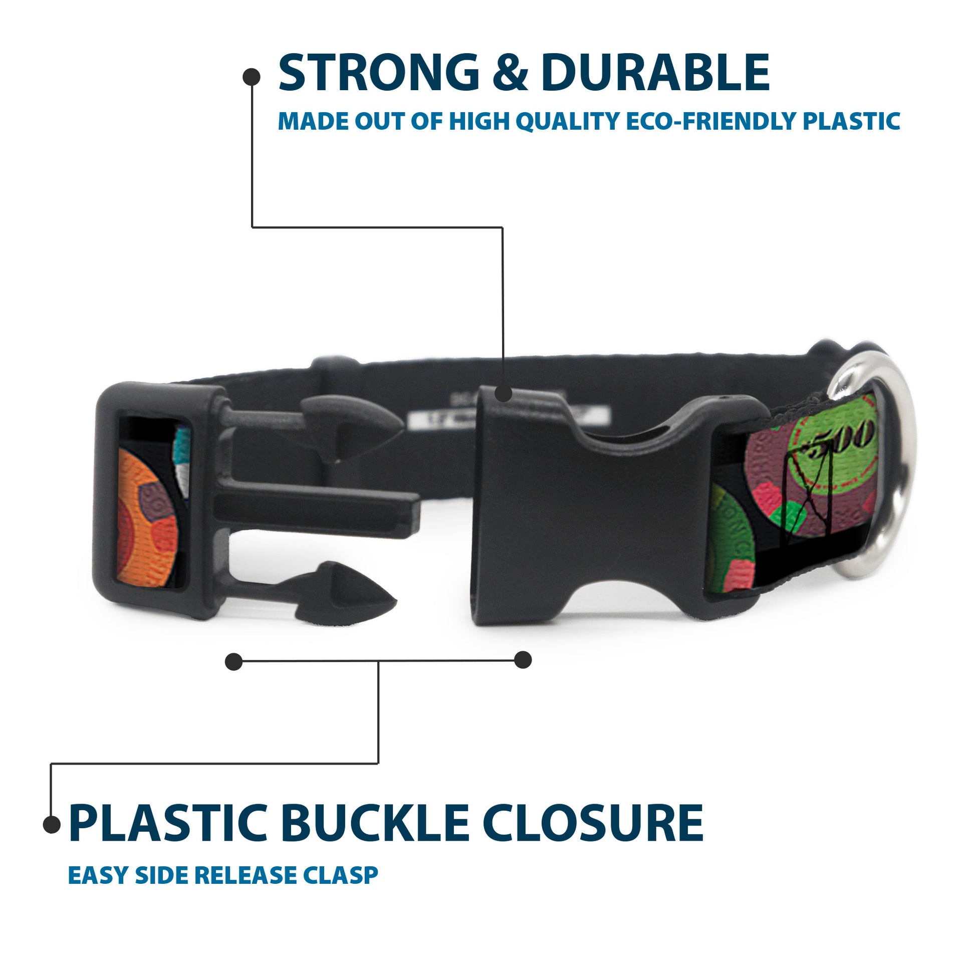 Plastic Clip Collar - Poker Chips 2 Plastic Clip Collars Buckle-Down