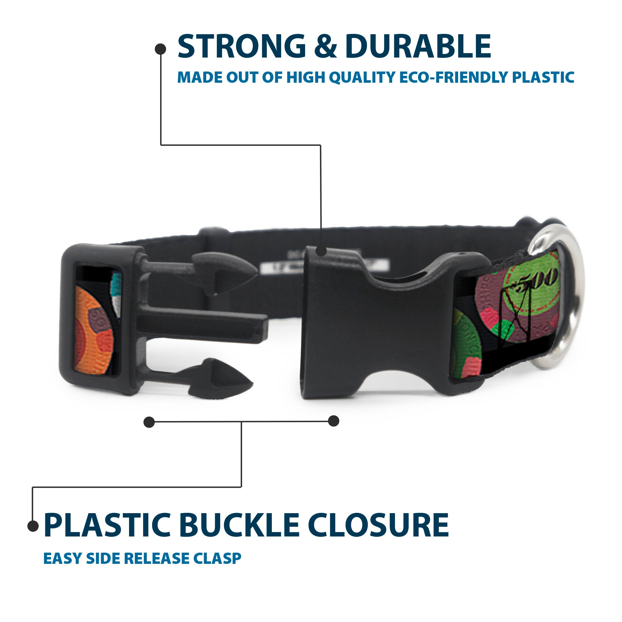 Plastic Clip Collar - Poker Chips 2 Plastic Clip Collars Buckle-Down