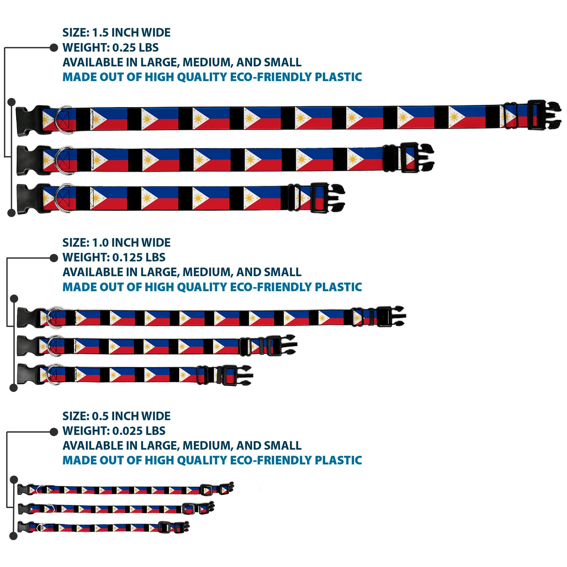 Plastic Clip Collar - Philippines Flags Plastic Clip Collars Buckle-Down