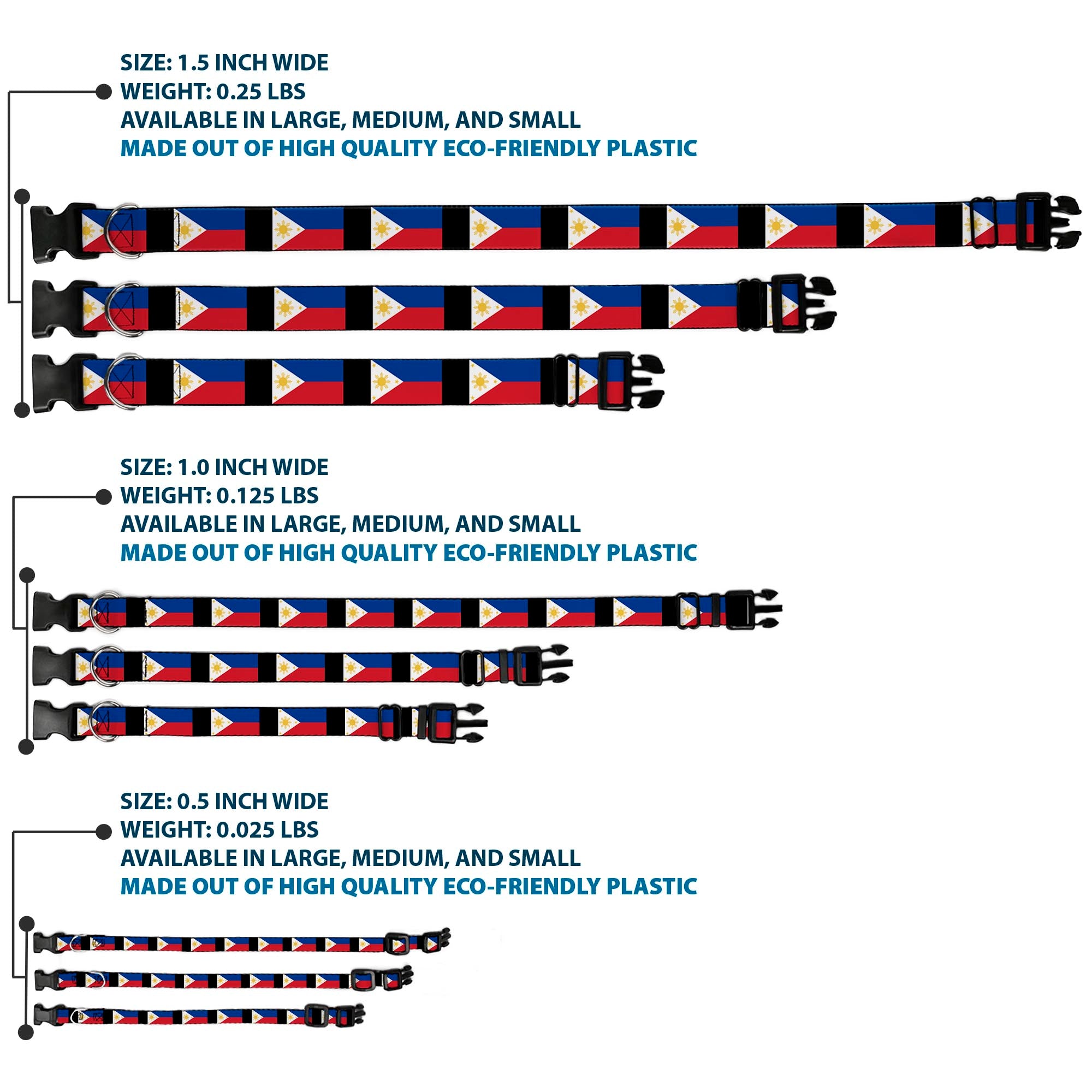 Plastic Clip Collar - Philippines Flags Plastic Clip Collars Buckle-Down