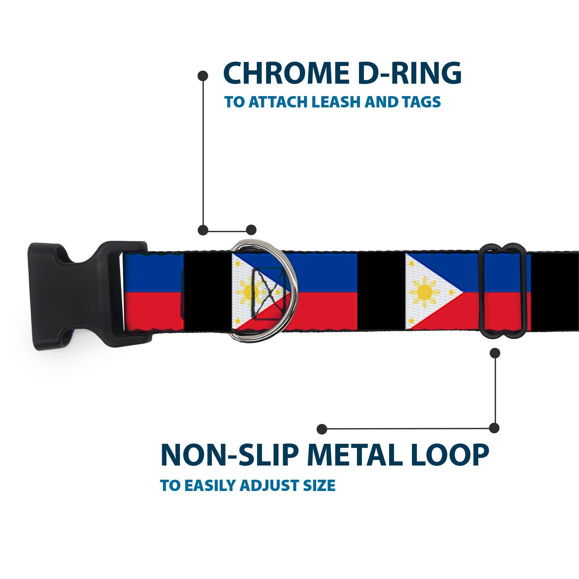 Plastic Clip Collar - Philippines Flags Plastic Clip Collars Buckle-Down