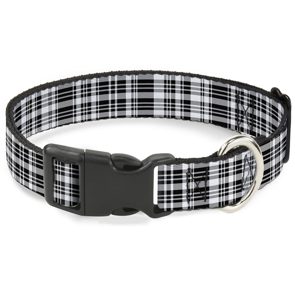 Plastic Clip Collar - Plaid Black/White Plastic Clip Collars Buckle-Down