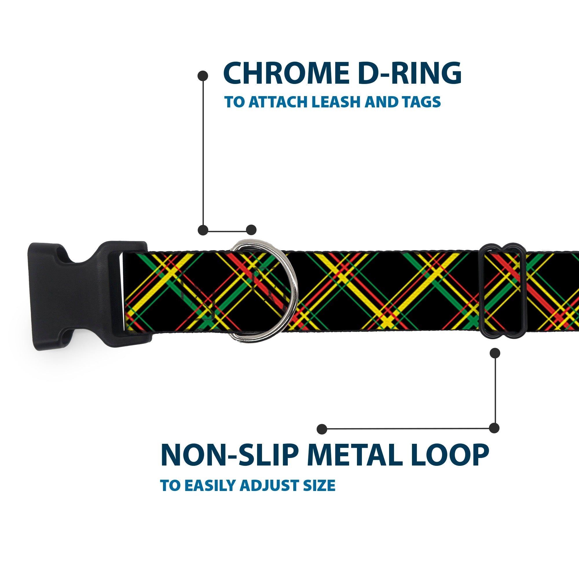 Plastic Clip Collar - Plaid X Rasta Plastic Clip Collars Buckle-Down