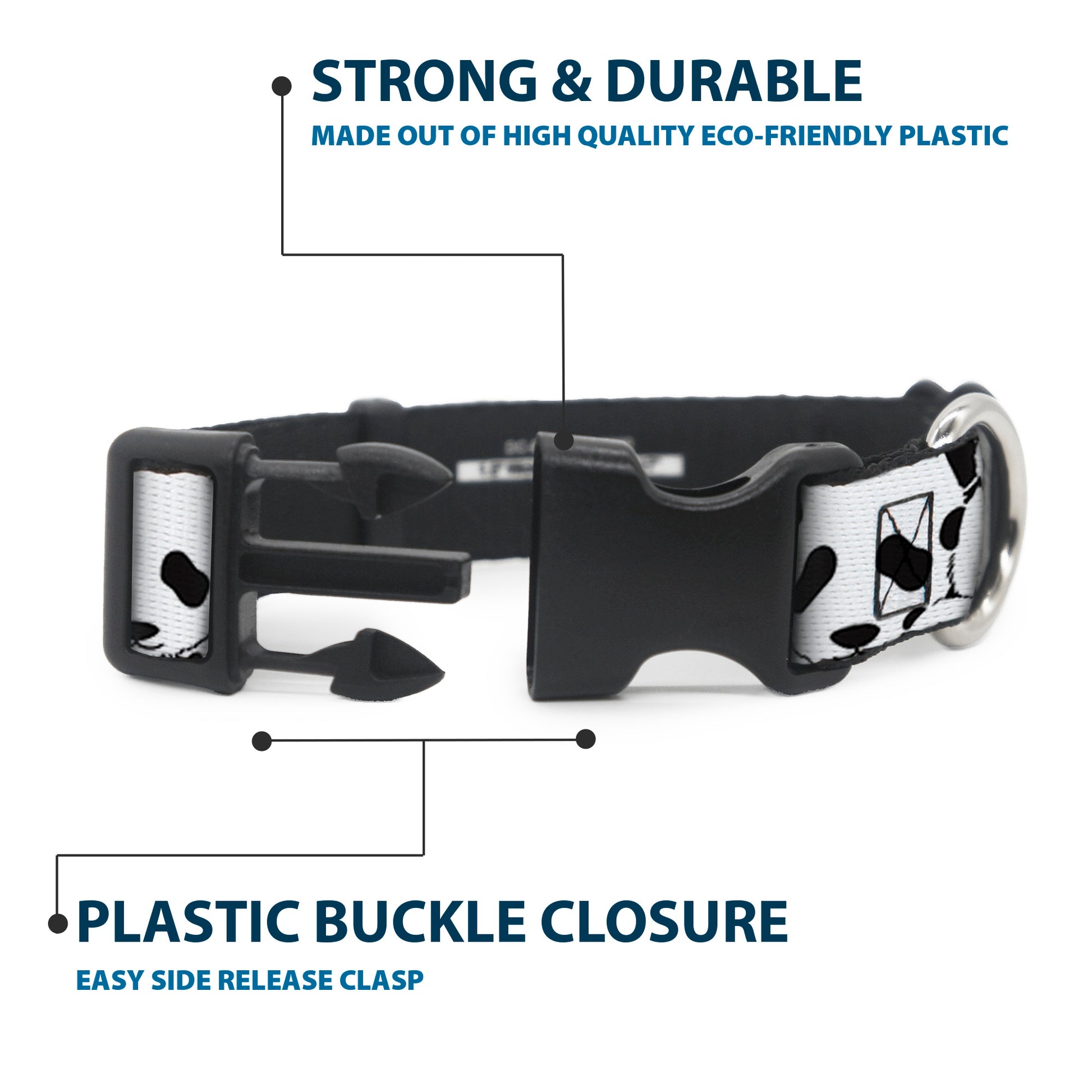 Plastic Clip Collar - Panda Bear Stacked Plastic Clip Collars Buckle-Down