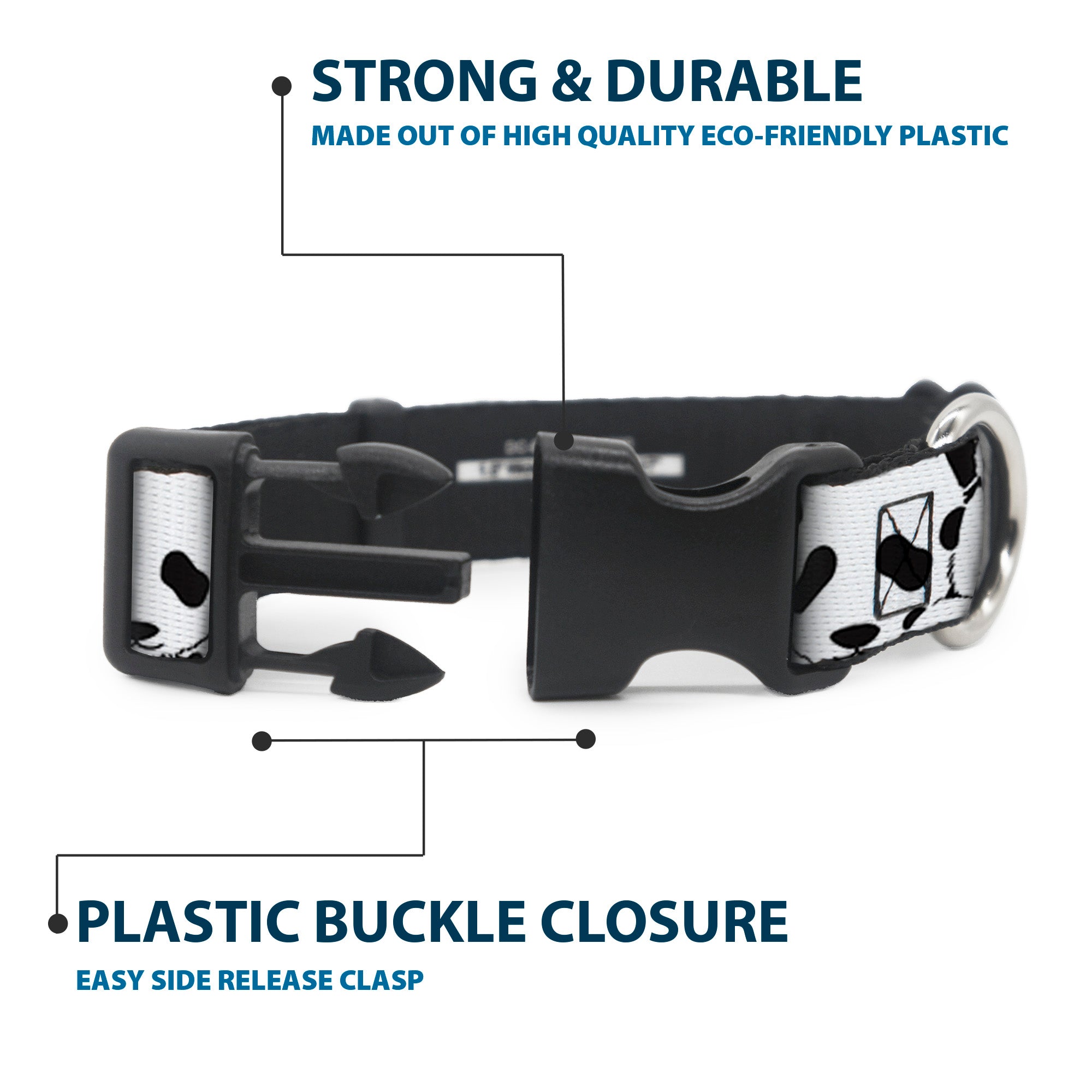 Plastic Clip Collar - Panda Bear Stacked Plastic Clip Collars Buckle-Down