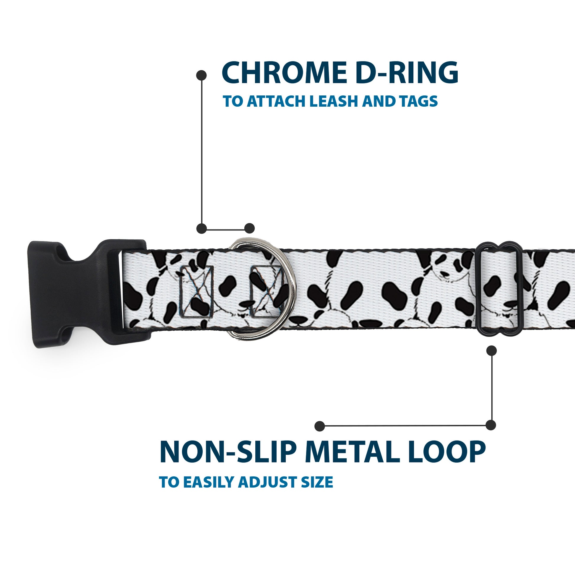 Plastic Clip Collar - Panda Bear Stacked Plastic Clip Collars Buckle-Down