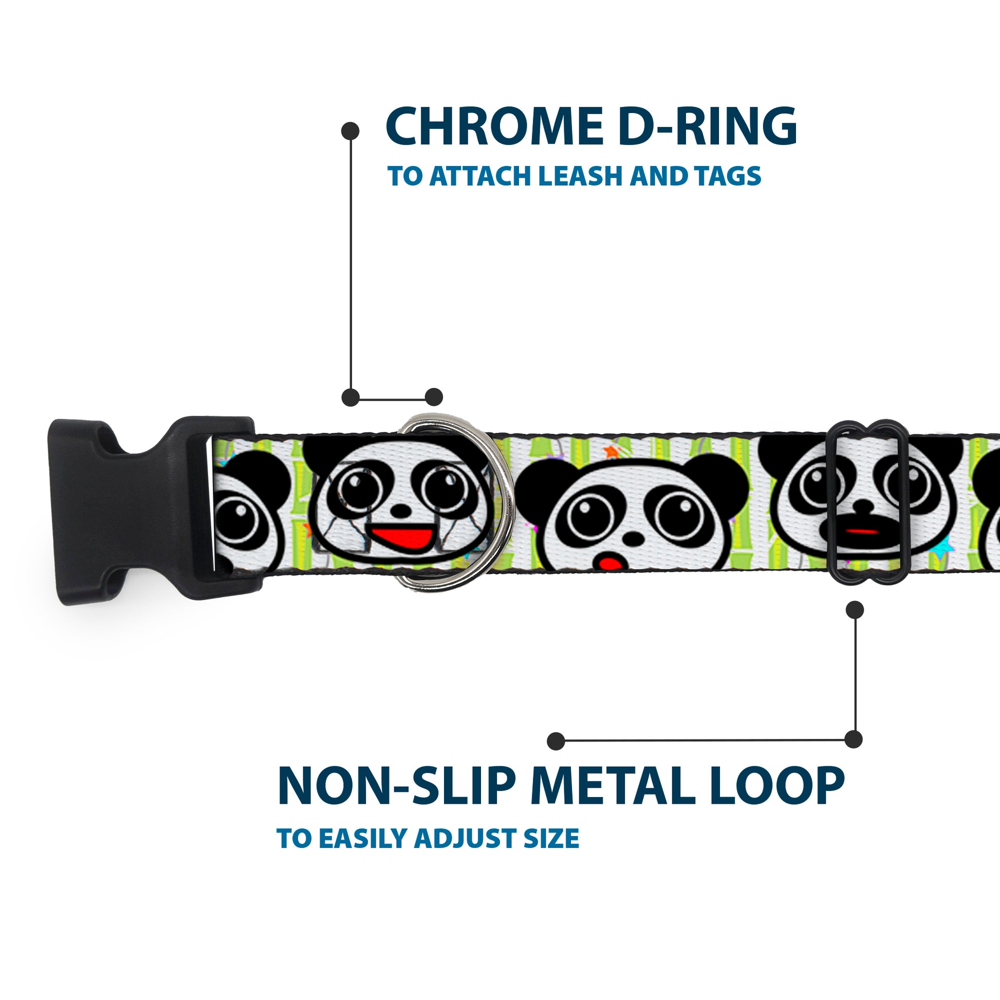 Plastic Clip Collar - Panda Bear Cartoon Bamboo Plastic Clip Collars Buckle-Down